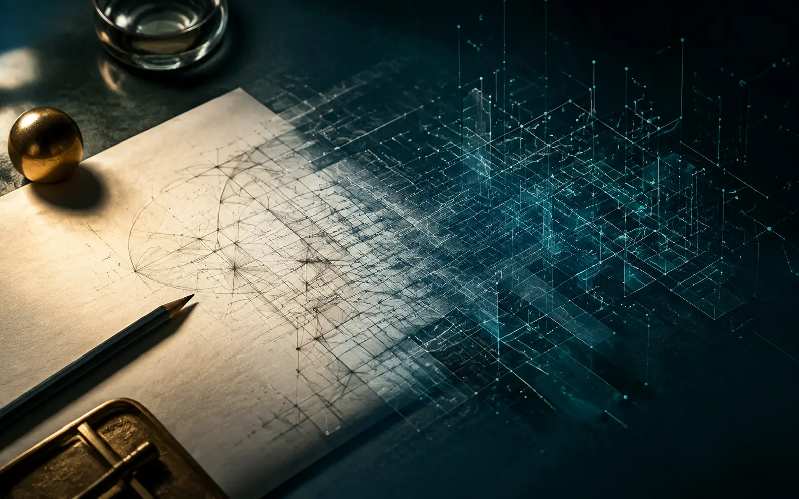 Papierzeichnung geht in ein präzises digitales Lichtgitter über